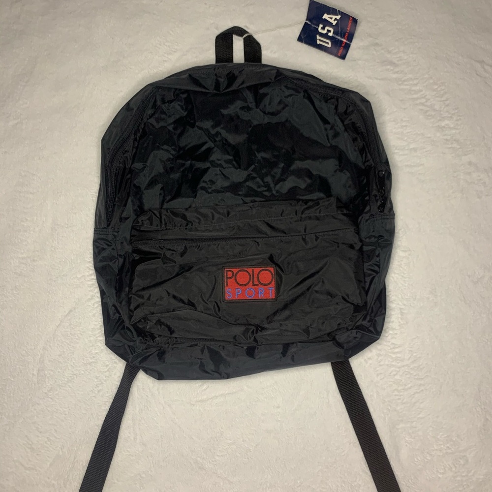 Rare Mint OG Polo Ralph Lauren Polo Sport Patch Nylon Backpack zip stadium Pwing